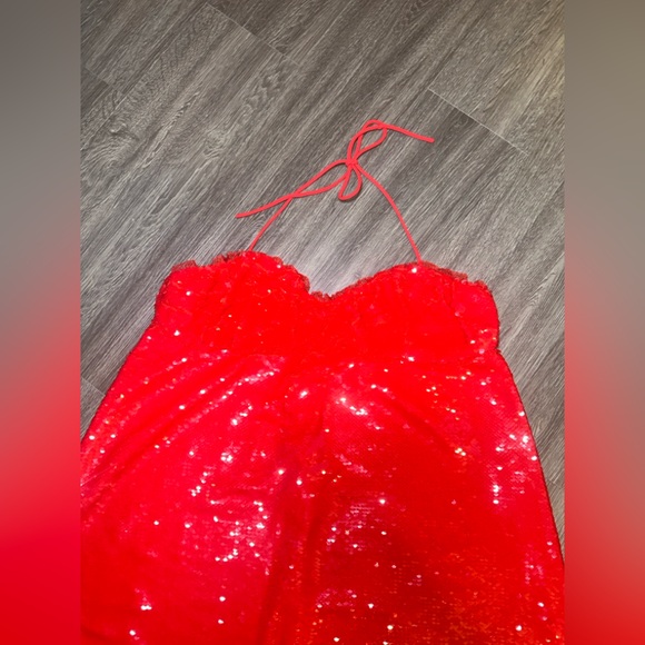 GANNI Sequinned Sleeveless Mini Dress in Red NWOT Last Chance Size 36 - Picture 7 of 15